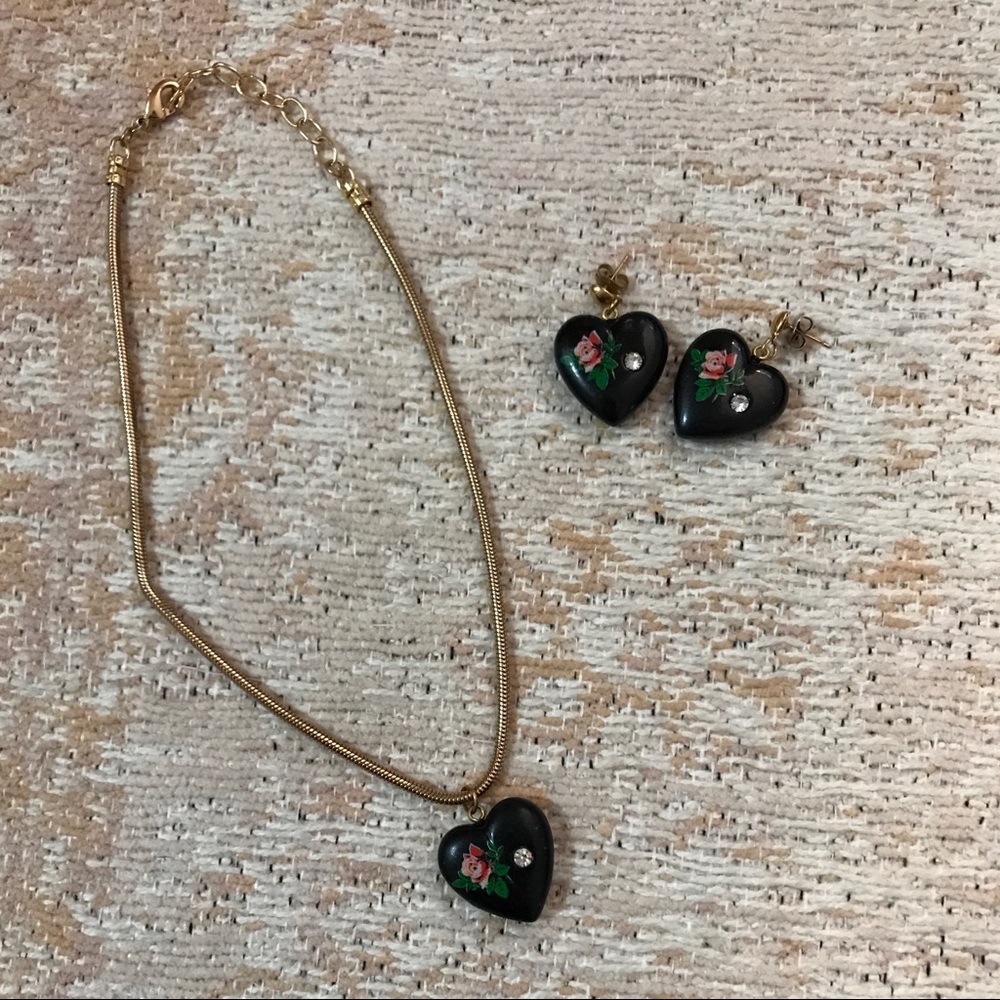 Frasier Sterling Heart Necklace and Earrings Set